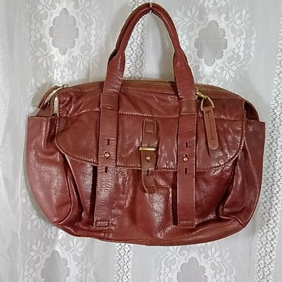 VINTAGE LARGE LUCKY BRAND EST 1990 100% LEATHER KOOBA BROWN .*5 UNISEX - Picture 2 of 16